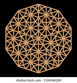 Mandala. Circular ornament. Coaster, wall decoration. Pattern for woodcarving, sawing, for metal, plastic and  plywood laser cutting.