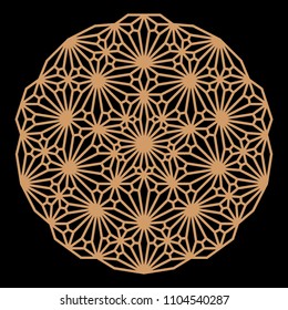 Mandala. Circular ornament. Coaster, wall decoration. Pattern for woodcarving, sawing, for metal, plastic and  plywood laser cutting.