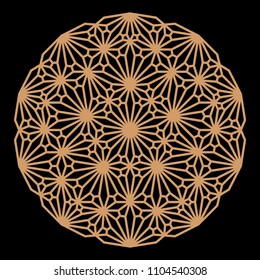 Mandala. Circular ornament. Coaster, wall decoration. Pattern for woodcarving, sawing, for metal, plastic and  plywood laser cutting.