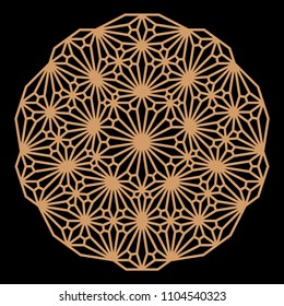 Mandala. Circular ornament. Coaster, wall decoration. Pattern for woodcarving, sawing, for metal, plastic and  plywood laser cutting.
