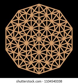 Mandala. Circular ornament. Coaster, wall decoration. Pattern for woodcarving, sawing, for metal, plastic and  plywood laser cutting.