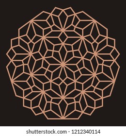 Mandala. Circular ornament. Coaster, wall decoration. Pattern for wood carving, sawing, for metal, plastic and  plywood laser cutting.