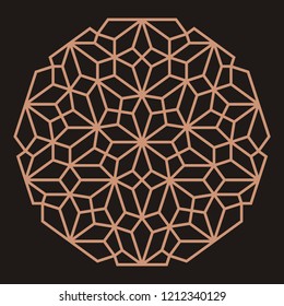 Mandala. Circular ornament. Coaster, wall decoration. Pattern for wood carving, sawing, for metal, plastic and  plywood laser cutting.