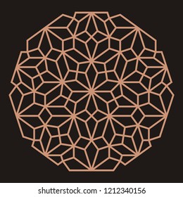 Mandala. Circular ornament. Coaster, wall decoration. Pattern for wood carving, sawing, for metal, plastic and  plywood laser cutting.