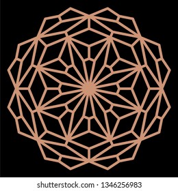 Mandala. Circular ornament. Coaster, wall decoration. Pattern for woodcarving, sawing, for metal, plastic and  plywood laser cutting.