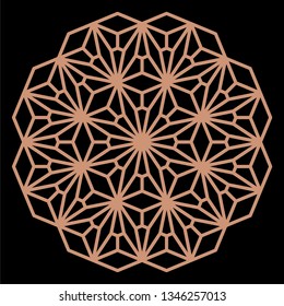 Mandala. Circular ornament. Coaster, wall decoration. Pattern for woodcarving, sawing, for metal, plastic and  plywood laser cutting.