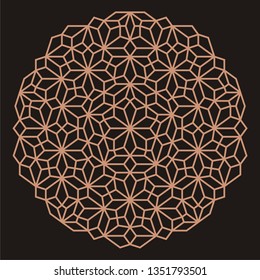 Mandala. Circular ornament. Coaster, wall decoration. Pattern for woodcarving, sawing, for metal, plastic and  plywood laser cutting.