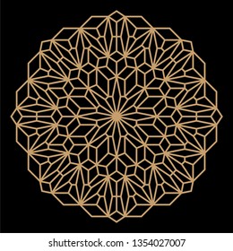 Mandala. Circular ornament. Coaster, wall decoration. Pattern for wood carving, paper cutting, sawing, for metal, plastic and plywood laser cutting.