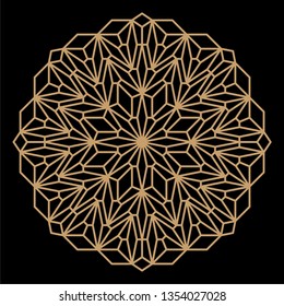 Mandala. Circular ornament. Coaster, wall decoration. Pattern for wood carving, paper cutting, sawing, for metal, plastic and plywood laser cutting.