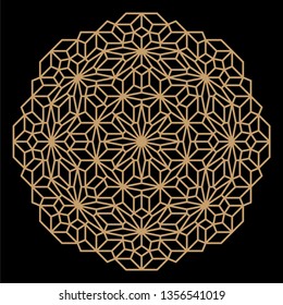 Mandala. Circular ornament. Coaster, wall decoration. Pattern for wood carving, paper cutting, sawing, for metal, plastic and plywood laser cutting.