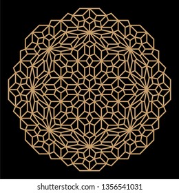 Mandala. Circular ornament. Coaster, wall decoration. Pattern for wood carving, paper cutting, sawing, for metal, plastic and plywood laser cutting.