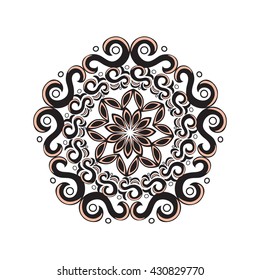Mandala. Circular ornament. An isolated element for design and coloring on a white background. Vector illustration.