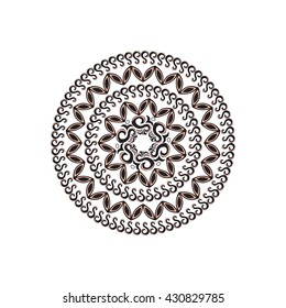 Mandala. Circular ornament. An isolated element for design and coloring on a white background. Vector illustration.