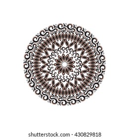 Mandala. Circular ornament. An isolated element for design and coloring on a white background. Vector illustration.