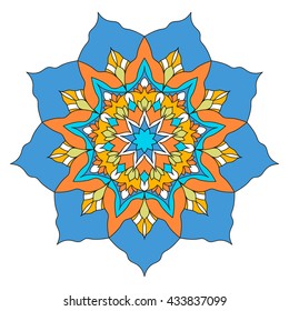 Mandala. Circular ornament on a white background. Handmade drawing. Arabic, Oriental, Indian decorative element.