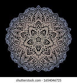 Mandala-Vektorillustration mit kreisförmigem Ornament auf schwarzem Hintergrund