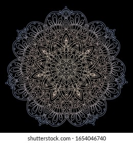Mandala-Vektorillustration mit kreisförmigem Ornament auf schwarzem Hintergrund