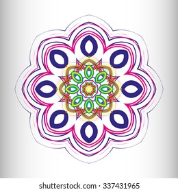 Mandala / circular pattern. A pattern from color spirals for your designs. Spirals and patten elements of red, blue and green color. Vector pattern.
