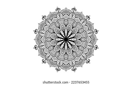 Mandala Circular pattern design for Henna, Mehndi, tattoo, decoration.
Decorative ornament in ethnic oriental style. Coloring book page.