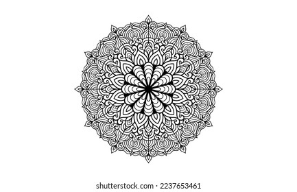 Mandala Circular pattern design for Henna, Mehndi, tattoo, decoration.
Decorative ornament in ethnic oriental style. Coloring book page.