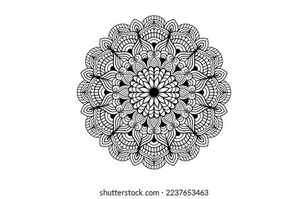 Mandala Circular pattern design for Henna, Mehndi, tattoo, decoration.
Decorative ornament in ethnic oriental style. Coloring book page.