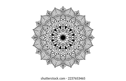 Mandala Circular pattern design for Henna, Mehndi, tattoo, decoration.
Decorative ornament in ethnic oriental style. Coloring book page.