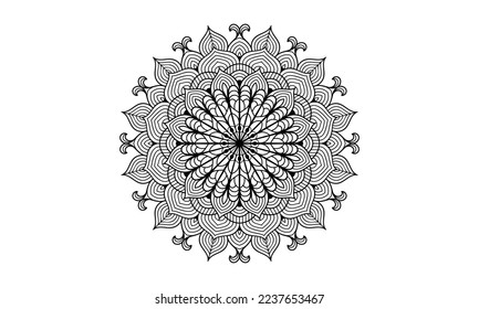 Mandala Circular pattern design for Henna, Mehndi, tattoo, decoration.
Decorative ornament in ethnic oriental style. Coloring book page.