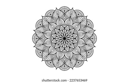 Mandala Circular pattern design for Henna, Mehndi, tattoo, decoration.
Decorative ornament in ethnic oriental style. Coloring book page.