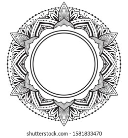 Mandala circular pattern with flower for mehndi, henna, tattoo, background. Decorative ornament in ethnic style. Vector illustration of pen drawn Doodle