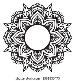 Mandala circular pattern with flower for mehndi, henna, tattoo, background. Decorative ornament in ethnic style. Vector illustration of pen drawn Doodle