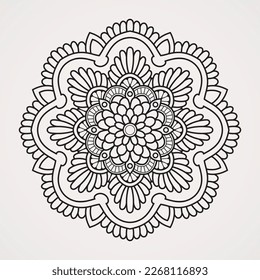 mandala circular pattern with flower shape. suitable for henna, tattoos, coloring books