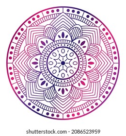Mandala. Circular pattern in form of mandala for Henna, Mehndi, tattoo, decoration. Decorative ornament in ethnic oriental style, vector illustration. Coloring book page.