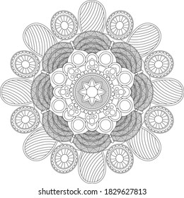 Patrón circular de Mandala para Henna, Mehndi, Tattoo, Decoración. Ornamento decorativo de estilo oriental vintage. Coloreando la página del libro. 