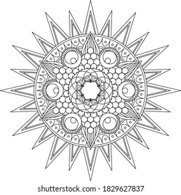 Patrón circular de Mandala para Henna, Mehndi, Tattoo, Decoración. Ornamento decorativo de estilo oriental vintage. Coloreando la página del libro. 
