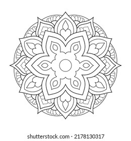 Patrón circular de Mandala decoración de tatuajes Henna Mehndi con adorno decorativo en estilo étnico Página de libro Coloreado