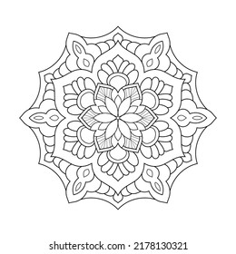 Mandala circular pattern Henna Mehndi tattoo decoration with decorative ornament in ethnic style Coloring book page