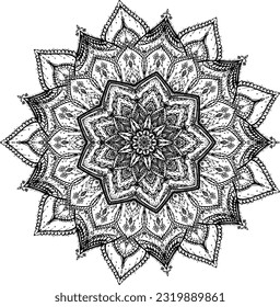 Mandala circular pattern leaf flower petal vector illustration.Lotus flower for ethnic style, Henna, Mehndi, tattoo, decoration. Art simple graphic design floral oriental outline illustration.