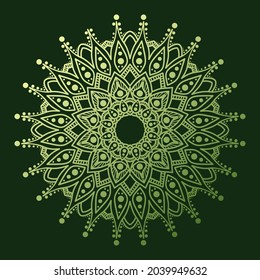diseño de fondo ornamental de lujo con gradiente en forma circular de mandala. motivo árabe o indio, elemento de gradiente decorativo vintage. Ilustración vectorial.