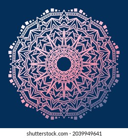 diseño de fondo ornamental de lujo con gradiente en forma circular de mandala. motivo árabe o indio, elemento de gradiente decorativo vintage. Ilustración vectorial.