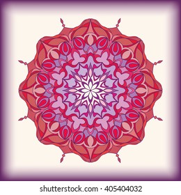 The mandala is a circular pattern and ornament, design element, ethnic tribal abstract floral motifs. Vintage decorative elements. Hand drawn vector