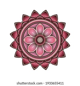 Mandala circular pattern with pink lotus