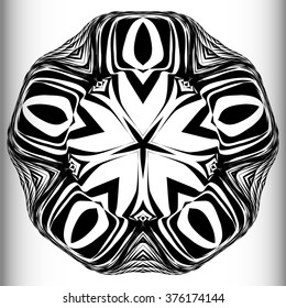 Mandala, circular pattern. A round pattern pattern for your designs. Vector abstract black and white round pattern.