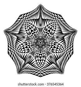 Mandala, circular pattern. A round pattern pattern for your designs. Vector abstract black and white round pattern.