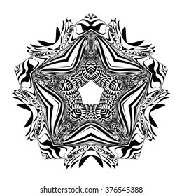Mandala, circular pattern. A round pattern pattern for your designs. Vector abstract black and white round pattern.