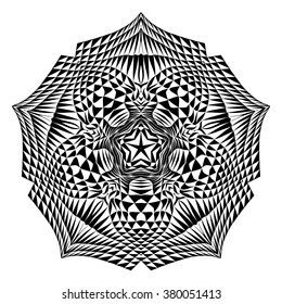 Mandala, circular pattern. A round pattern pattern for your designs. Vector abstract black and white round pattern.