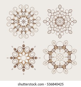 Mandala - circular pattern. Vector pattern with spiral elements for design work. Spirals and pattern elements. Set.