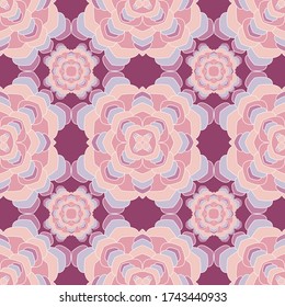 Mandala classic seamless pattern. Floral iranian motif vector design. Abstract flower chakra tile ornament. Ethnic floral textile print. Endless medallion background seamless pattern.