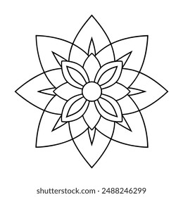 Ilustración vectorial de arte de línea mandala para el diseño de Mehndi, diseño de tatuajes, logotipo de yoga, diseño de patrones, diseño de Formas simples para colorear páginas de libros