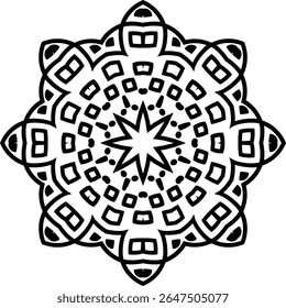 Mandala Clip Art Black and White Circular Pattern in Form of Mandala With Flower for Henna, Mehndi, Tattoo, Decoration Decorative Ornament in Ethnic Oriental Style.