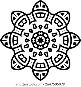 Mandala Clip Art Circular Pattern in Form of Mandala With Flower for Henna, Mehndi, Tattoo, Decoration Decorative Ornament in Ethnic Oriental Style.